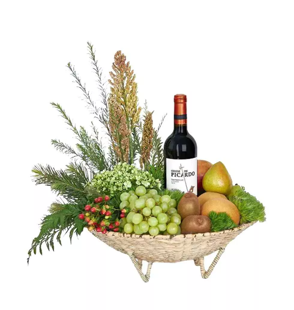 Harvest Delight Fruit and Wine Gift Set