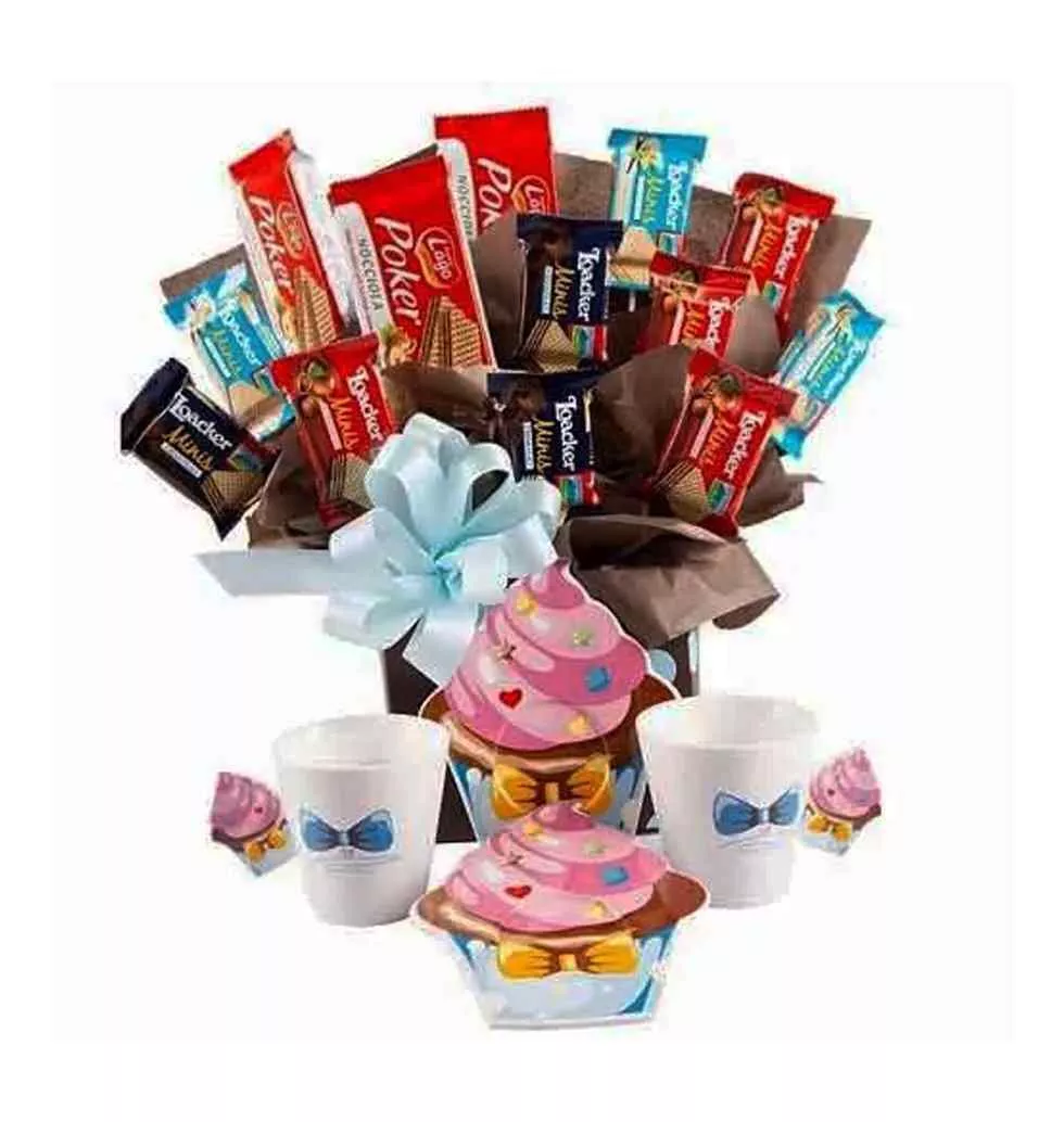 Yummy Chocolaty Treat Gift Hamper with Tea Set